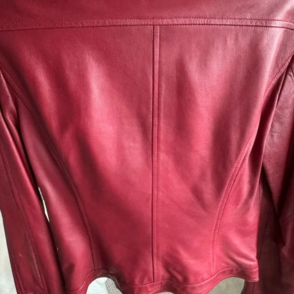 Vera Pelle Red Leather Jacket with Stand-Up Collar size 40 - Picture 4 of 9